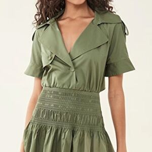 Self-Portrait Sage Green Midi Dress